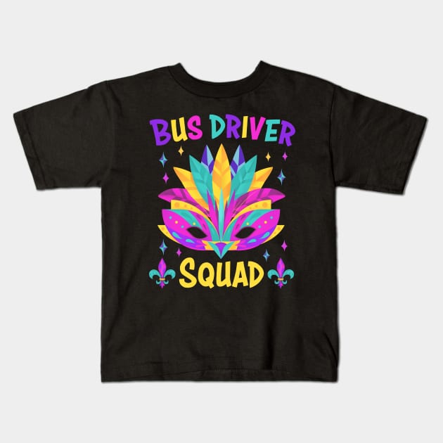 Bus Driver Squad Mardi Gras Carnival Costume Tee - Perfect for Parade Kings and Beads Kids T-Shirt by star trek fanart and more